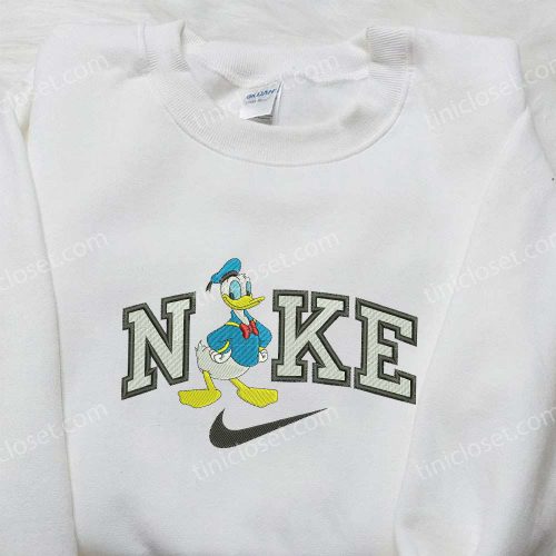 Donald Duck x Nike Embroidered Shirt: Custom D Gift for Men Women for a Classic Disney Look