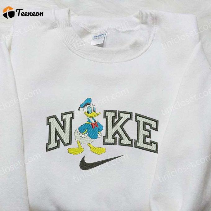 Donald Duck X Nike Embroidered Shirt: Custom D Gift For Men Women For A Classic Disney Look