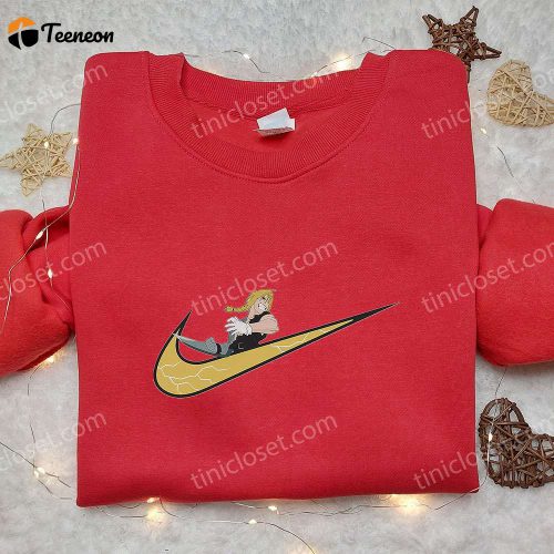 Anime Embroidered Hoodie: Edward Elric x Nike Swoosh Fullmetal Alchemist Shirt Nike Inspired D Gift for Men Women