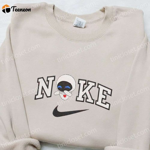 Eve x Nike Cartoon Embroidered Sweatshirt: B Gift for Men Women Nike Inspired Hoodie for Family Perfect Birthday Gift