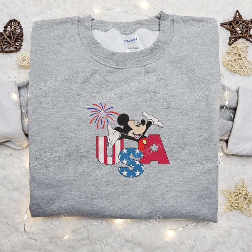 Firework USA Mickey Mouse Embroidered Shirt: Disney s B Gift for Men Women Patriotic Shirts