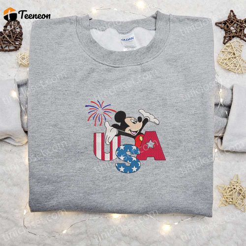 Firework USA Mickey Mouse Embroidered Shirt: Disney s B Gift for Men Women Patriotic Shirts