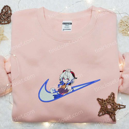 Ganyu x Swoosh Game Embroidered Hoodie – Cool Anime Clothing for the B Gift for Men Women Family Gift Ideas