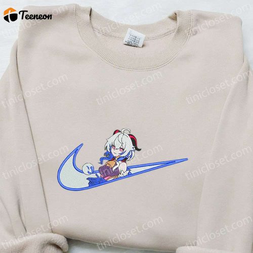 Ganyu x Swoosh Game Embroidered Hoodie – Cool Anime Clothing for the B Gift for Men Women Family Gift Ideas