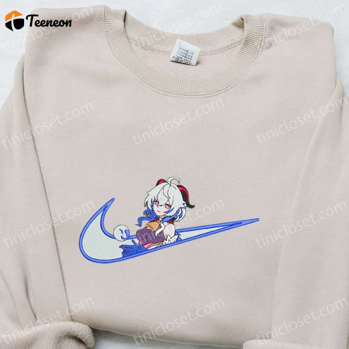 Ganyu X Swoosh Game Embroidered Hoodie – Cool Anime Clothing For The B Gift For Men Women Family Gift Ideas