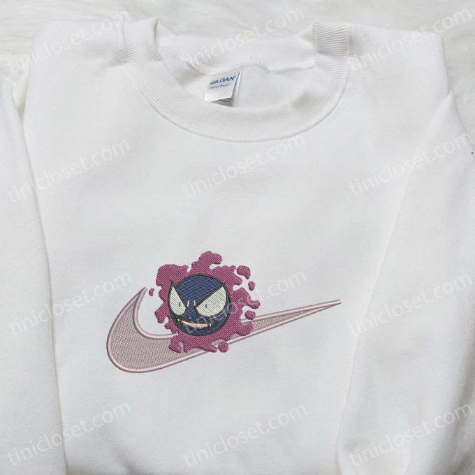 Gastly X Swoosh Anime Embroidered Hoodie &Amp; Pokemon Shirt – Cool Anime Clothing