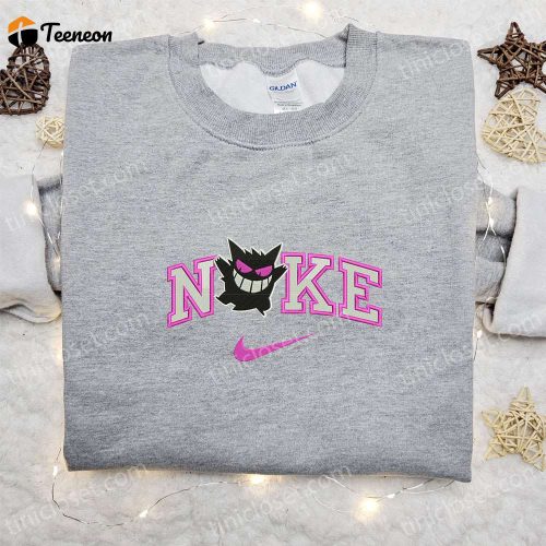 Gengar x Nike Embroidered Shirt: Pokemon Inspired Nike Shirt with Stylish Embroidery