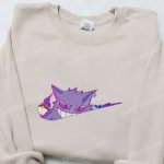 Gengar x Nike Swoosh Anime Embroidered Shirt – Pokemon & Nike Inspired D Gift for Men Women