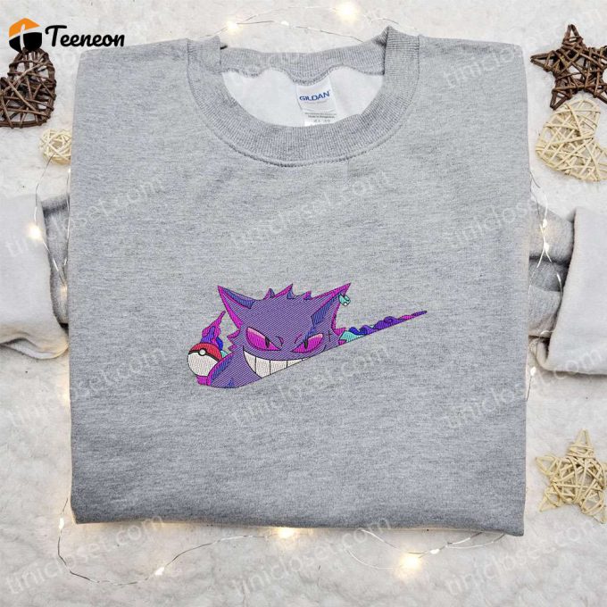 Gengar X Nike Swoosh Anime Embroidered Shirt – Pokemon &Amp;Amp; Nike Inspired D Gift For Men Women