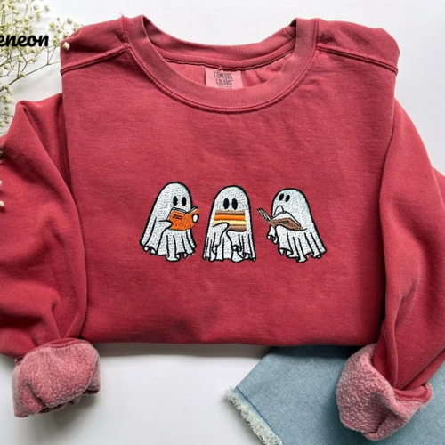 Stylish Ghost Book Sweatshirt Embroidered: Trendy Design for Comfort & Style