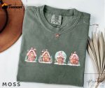 Get Festive with our Gingerbread Christmas Houses Printed Shirt – Limited Edition Holiday Apparel