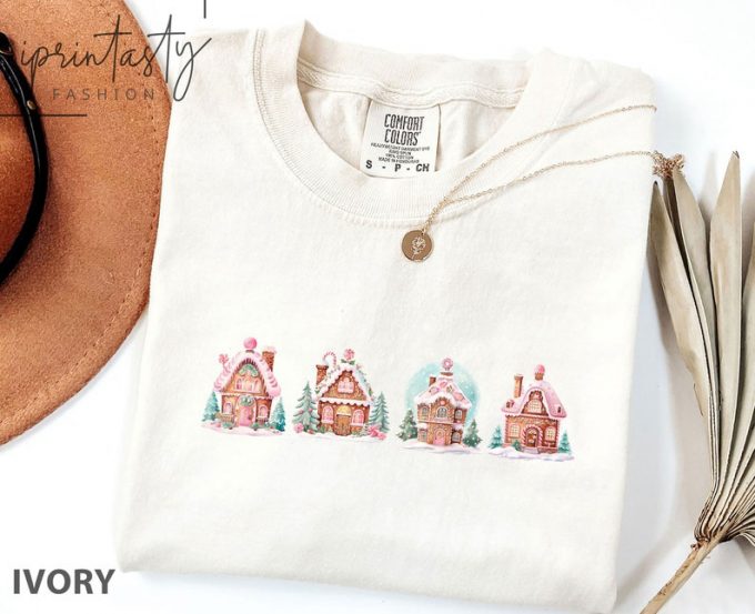 Get Festive With Our Gingerbread Christmas Houses Printed Shirt – Limited Edition Holiday Apparel