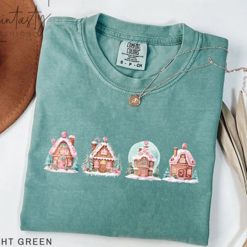 Get Festive with a Gingerbread Christmas House Printed Shirt – Perfect Holiday Apparel!