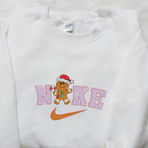 Gingerbread x Nike Embroidered Tshirt – B Gift for Men Women Christmas Gift Ideas for Nike Inspired Shirt Enthusiasts