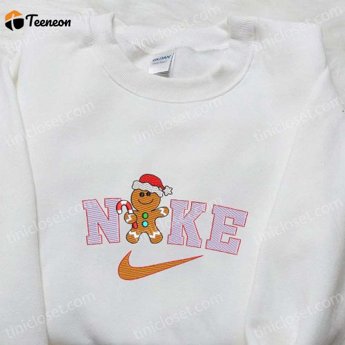 Gingerbread x Nike Embroidered Tshirt – B Gift for Men Women Christmas Gift Ideas for Nike Inspired Shirt Enthusiasts