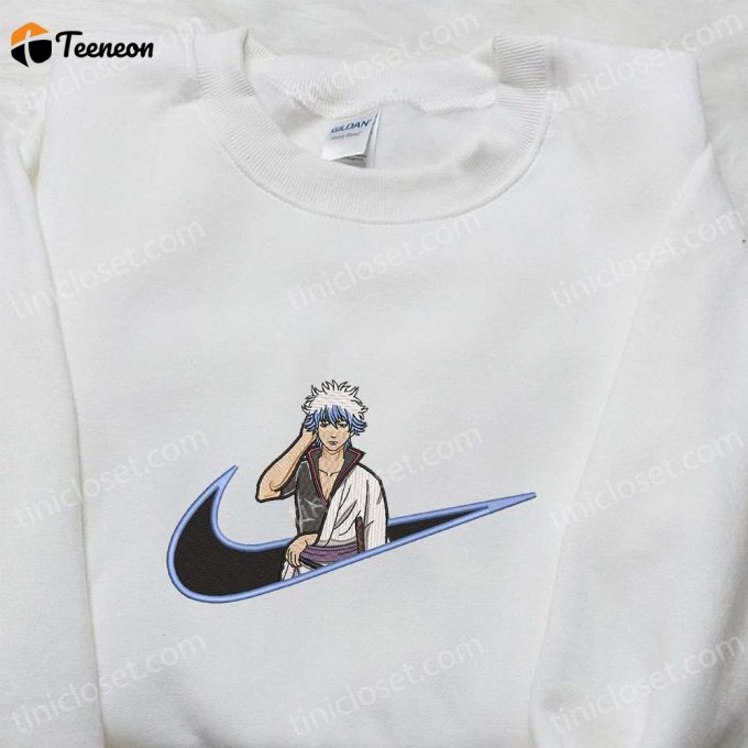 Gintoki Sakata X Nike Swoosh Anime Embroidered T-Shirt: Gintama &Amp;Amp; Nike Inspired Shirt