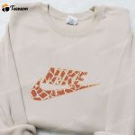 Giraffe Pattern x Nike Embroidered Sweatshirt: Custom Shirt Perfect Family Gift Idea