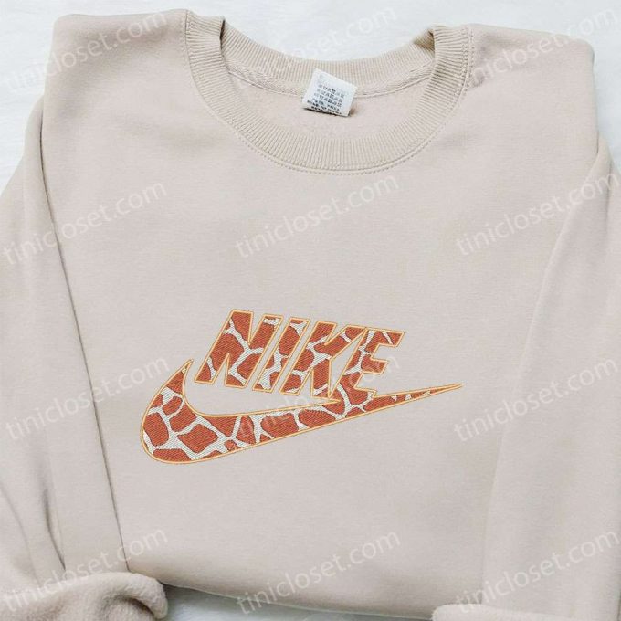 Custom Giraffe Pattern X Nike Embroidered Sweatshirt: Unique Family Gift Ideas