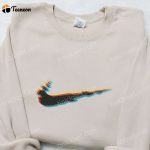 Glitch x Swoosh Embroidered Hoodie: Nike Inspired B Gift for Men Women Family Gift