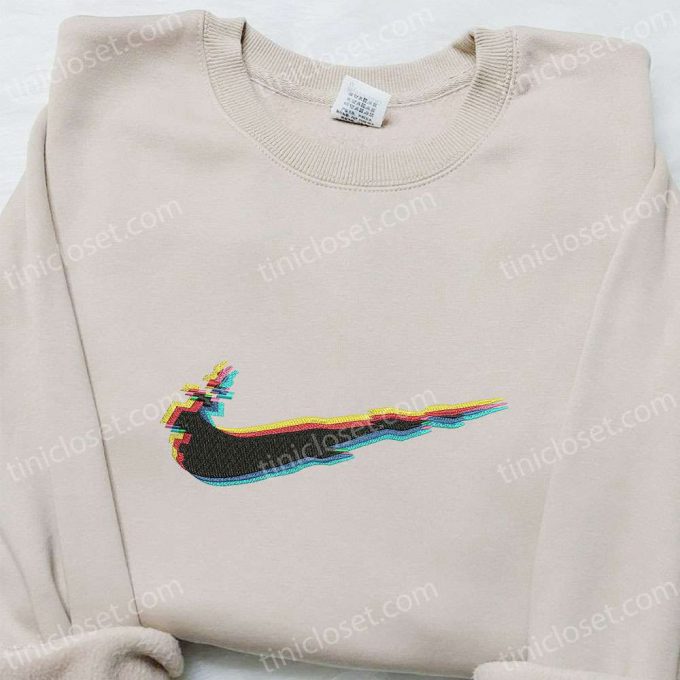 Glitch X Swoosh Embroidered Hoodie: Nike Inspired B Gift For Men Women Family Gift