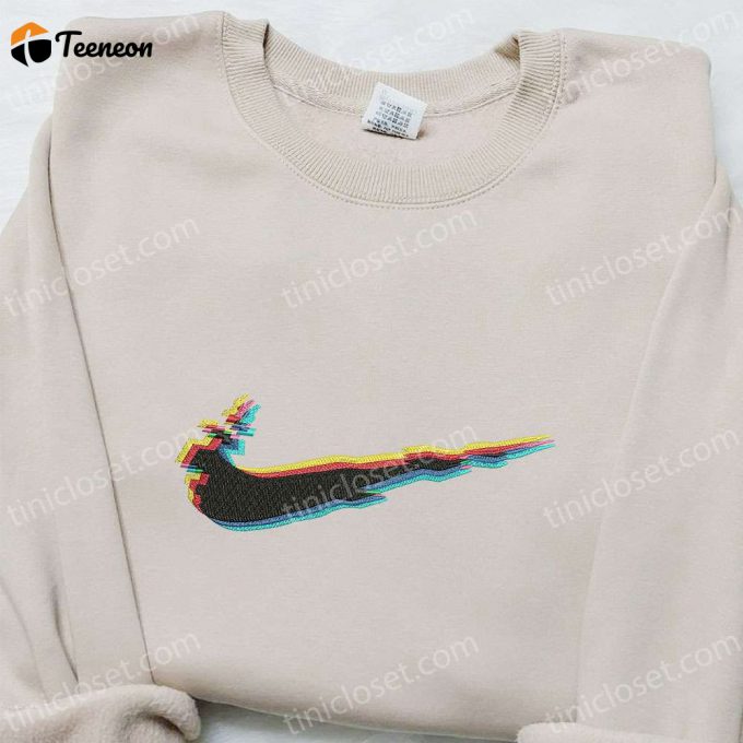 Glitch X Swoosh Embroidered Hoodie: Nike Inspired B Gift For Men Women Family Gift