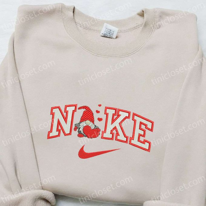 Gnome Heart X Nike Embroidered Shirt: Perfect Valentine S Day Gift Idea With Nike-Inspired D Gift For Men Women