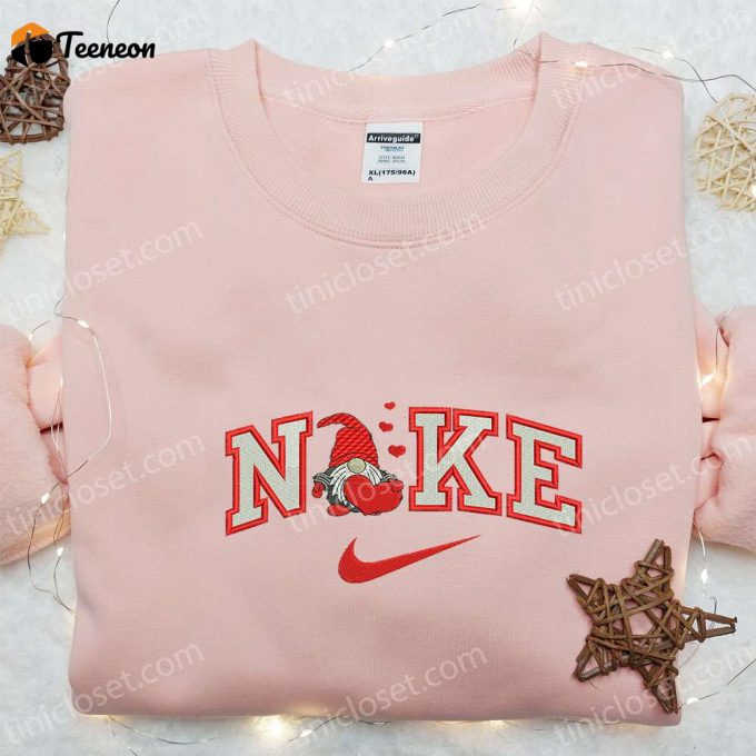 Gnome Heart X Nike Embroidered Shirt: Perfect Valentine S Day Gift Idea With Nike-Inspired D Gift For Men Women