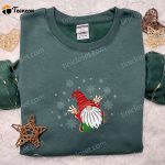 Cozy Gnome Snowflakes Embroidered Hoodie: Perfect Christmas Gift for Family