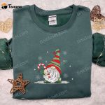 Get F Gift for Men Women with Gnome & Candy Cane Embroidered Sweatshirt – Perfect Christmas Gift Idea