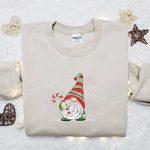 Get F Gift for Men Women with Gnome & Candy Cane Embroidered Sweatshirt – Perfect Christmas Gift Idea