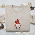 Gnome With Champagne Embroidered Hoodie – B Gift for Men Women Christmas Gift for Family!