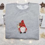 Gnome With Champagne Embroidered Hoodie – B Gift for Men Women Christmas Gift for Family!