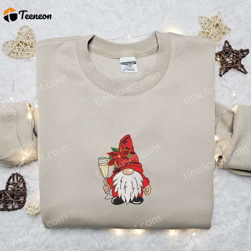 Cozy Gnome Snowflakes Embroidered Hoodie: Perfect Christmas Gift for Family