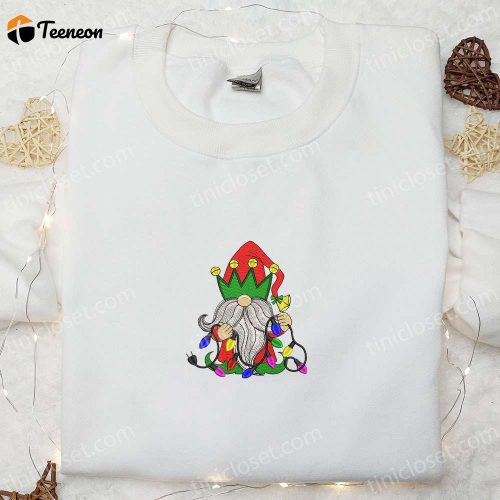 Gnome With Champagne Embroidered Hoodie – B Gift for Men Women Christmas Gift for Family!