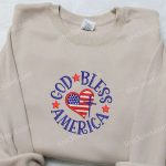 God Bl Gift for Men Women America Embroidered Shirt – Perfect National Day Gift Top Patriotic Shirts