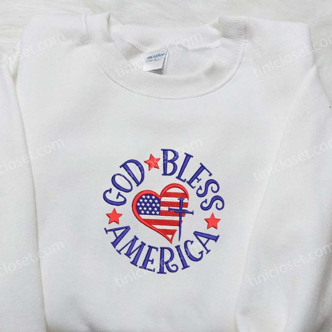 God Bl Gift For Men Women America Embroidered Shirt – Perfect National Day Gift Top Patriotic Shirts