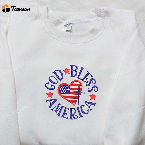 God Bl Gift for Men Women America Embroidered Shirt – Perfect National Day Gift Top Patriotic Shirts