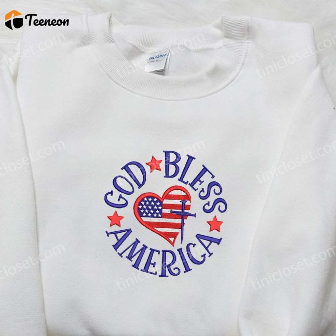 God Bl Gift For Men Women America Embroidered Shirt – Perfect National Day Gift Top Patriotic Shirts