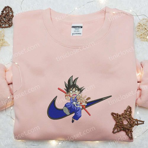 Goku Kid Anime x Swoosh Embroidered Hoodie & Dragon Ball Shirt – Cool Anime Clothing