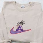 Goku Kid x Nike Swoosh Anime Embroidered Tshirt – Dragon Ball Shirt Nike Inspired D Gift for Men Women