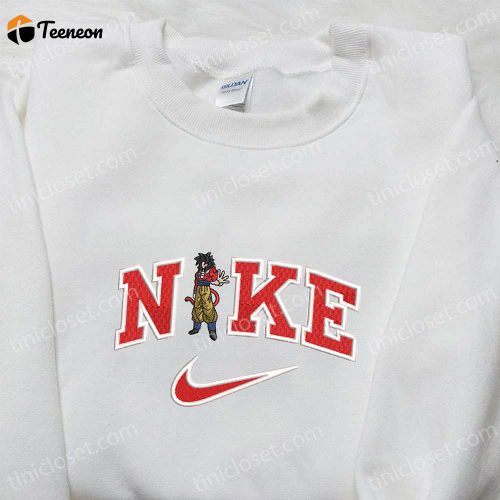 Get the Ultimate Goku Super Saiyan 4 x Nike Anime Embroidered Shirt – Dragon Ball & Nike Inspired D Gift for Men Women