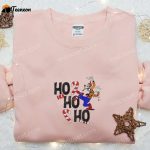 Disney Characters Embroidered Hoodie Goofy Ho Ho Ho Candy Canes Shirt Christmas Sweatshirt