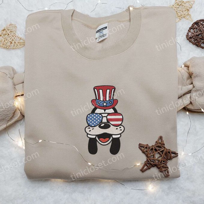 Goofy In American Glasses: Disney Embroidered Shirt B Gift For Men Women Patriotic Shirts