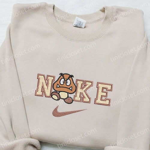 Nintendo x Nike: Goomba Cartoon Shirt Super Mario Hoodie & Custom Embroidered T-shirt