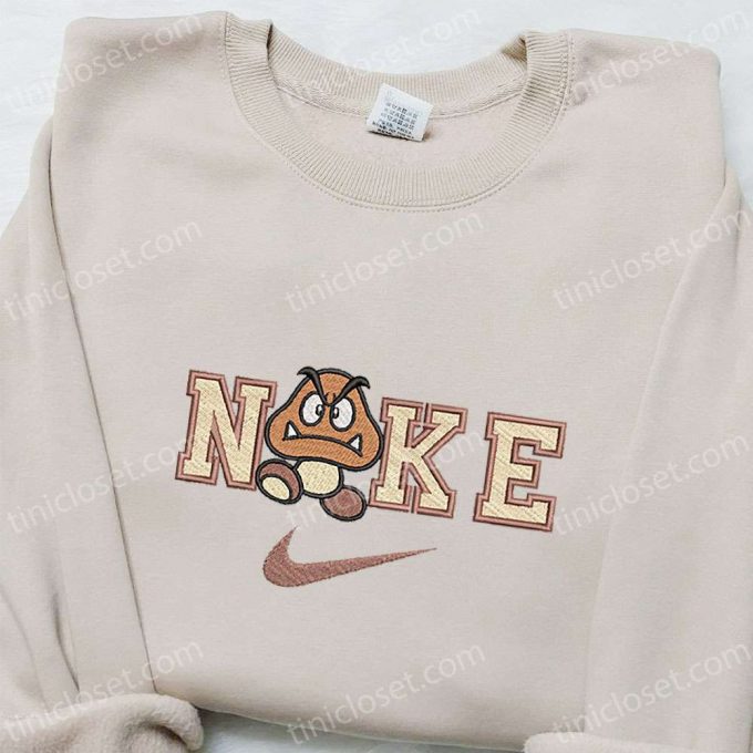 Nintendo X Nike: Goomba Cartoon Shirt Super Mario Hoodie &Amp; Custom Embroidered T-Shirt