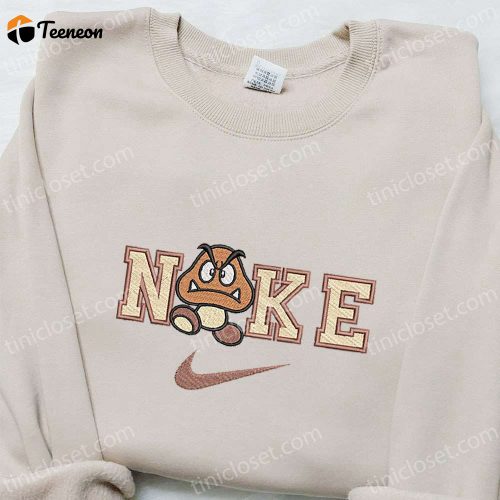 Nintendo x Nike: Goomba Cartoon Shirt Super Mario Hoodie & Custom Embroidered T-shirt