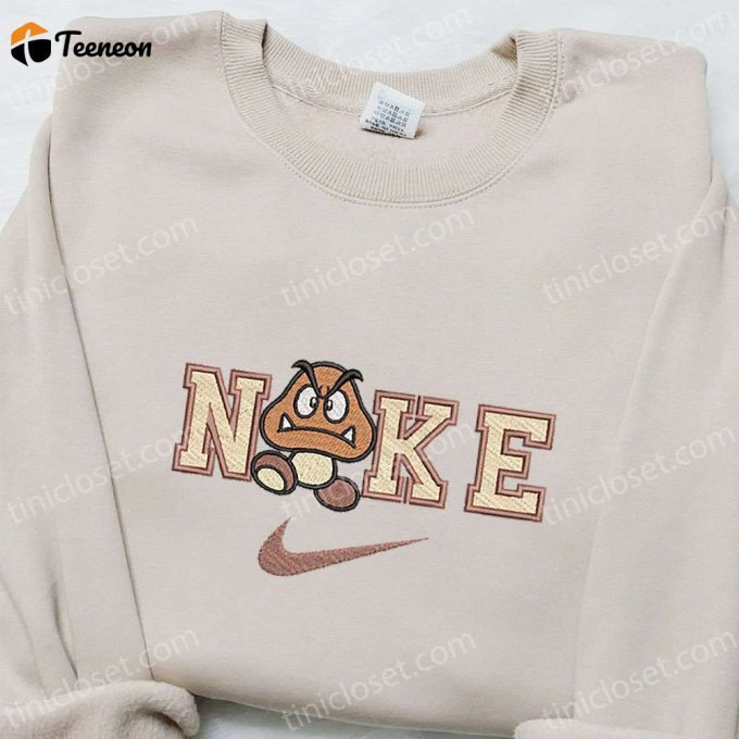 Nintendo X Nike: Goomba Cartoon Shirt Super Mario Hoodie &Amp;Amp; Custom Embroidered T-Shirt