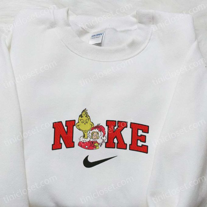 Grinch &Amp; Cindy Lou X Nike Christmas Sweatshirt: Embroidered Movie Merry Shirt B Gift For Men Women Gift Ideas