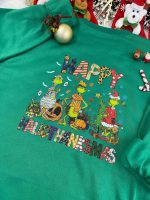 Get Festive with the Grinch Happy HalloThanksMas Shirt for a Unique Holiday Style!