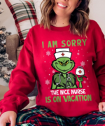 Get festive with our cozy Grinch Nurse Christmas Sweatshirt – perfect for spreading holiday cheer!